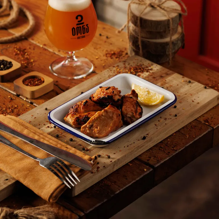 ქათმის მწვადი მაყალზე